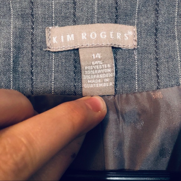 NWT Kim Rogers size 14 grey pinstripes blazer - Picture 5 of 8